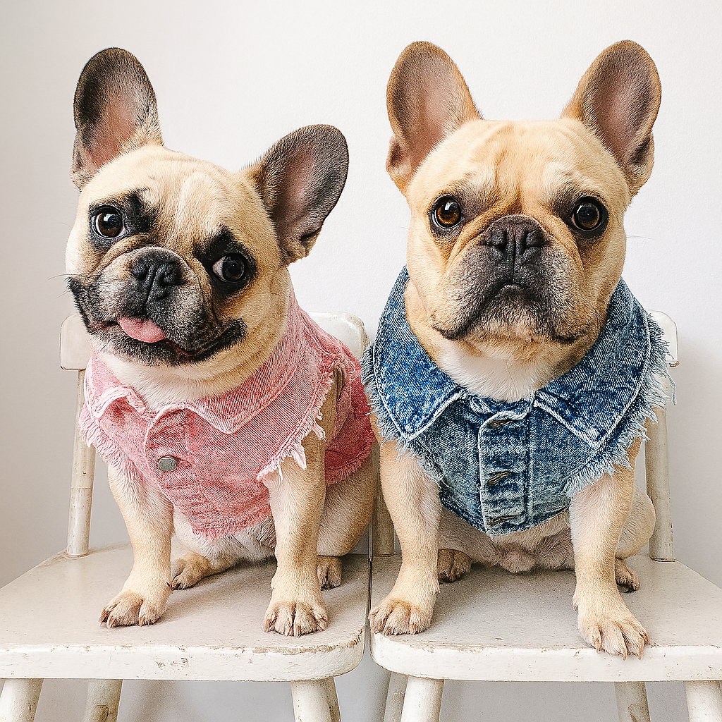 Pet-Lover Jeaniepaw French Bulldog Denim Vest – Stylish Ripped Sleeve...