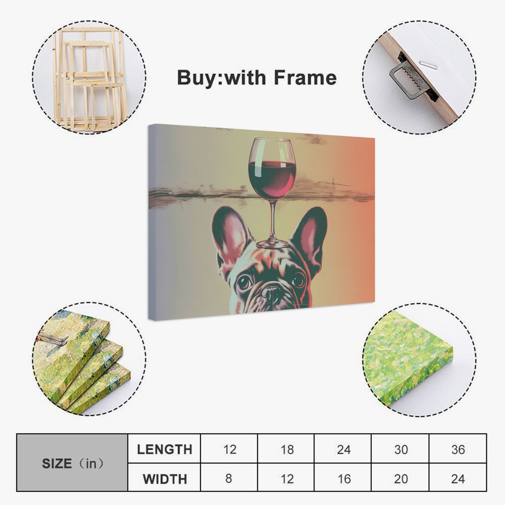 French Bulldog Petunia Adorable Frenchie Canvas Wall Art Durable Dog Item