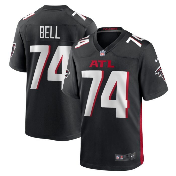Men's Atlanta Falcons Travis Bell Nike Black Team Game Jer...