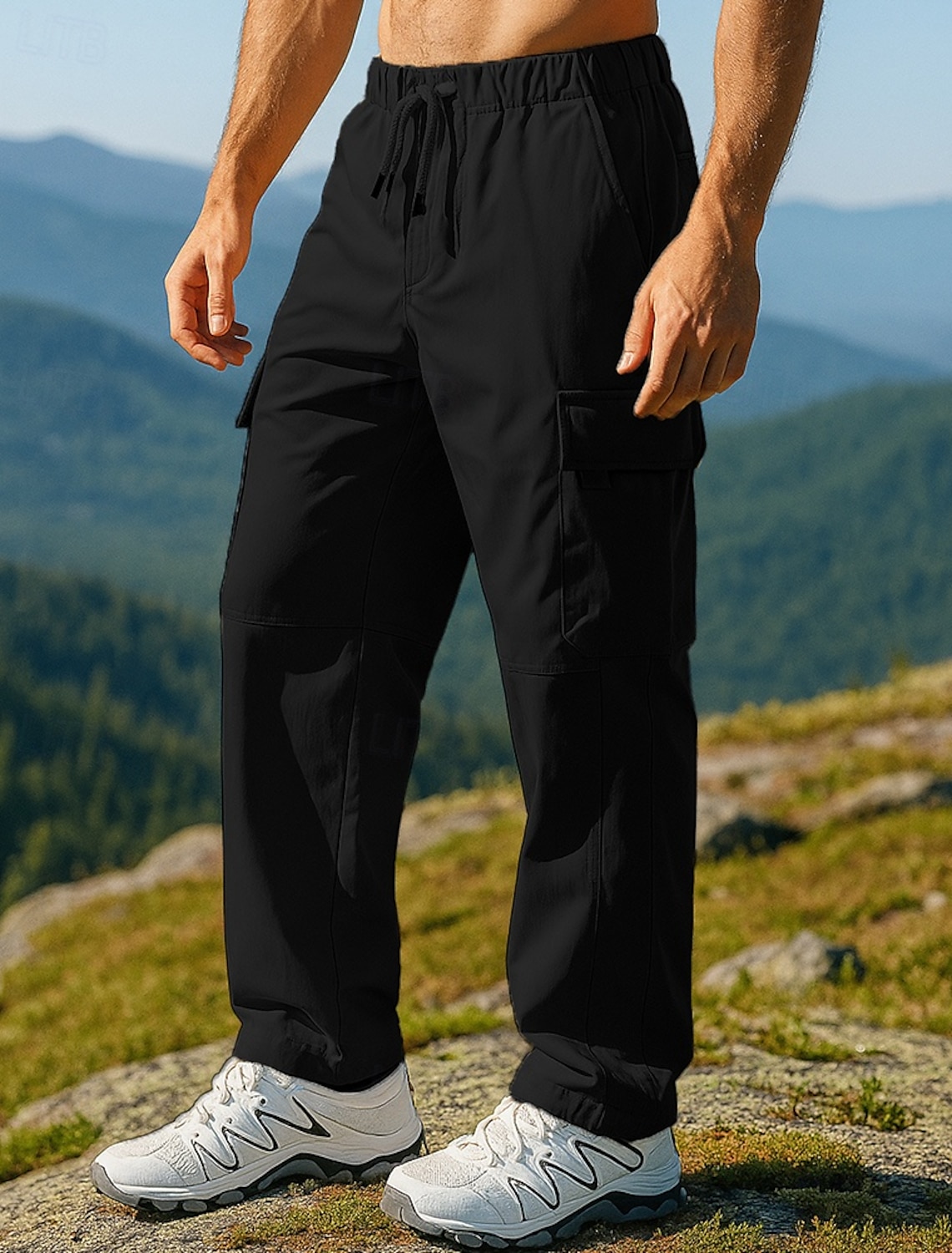 Men's Cargo Pants Hiking Pants Trousers Spring Autumn / Fall Outdoor Regular Fit Waterproof Windproof Bottoms Drawstring Pocket Black Khaki Camping / Hiking Running S M L XL XXL