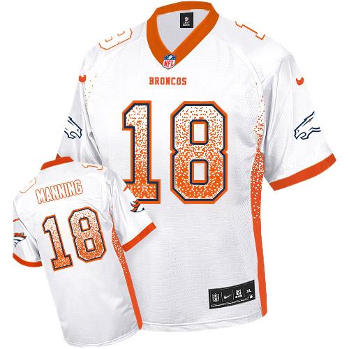 Official NFL W D B Broncos #18 Peyton Manning White Elite Jersey