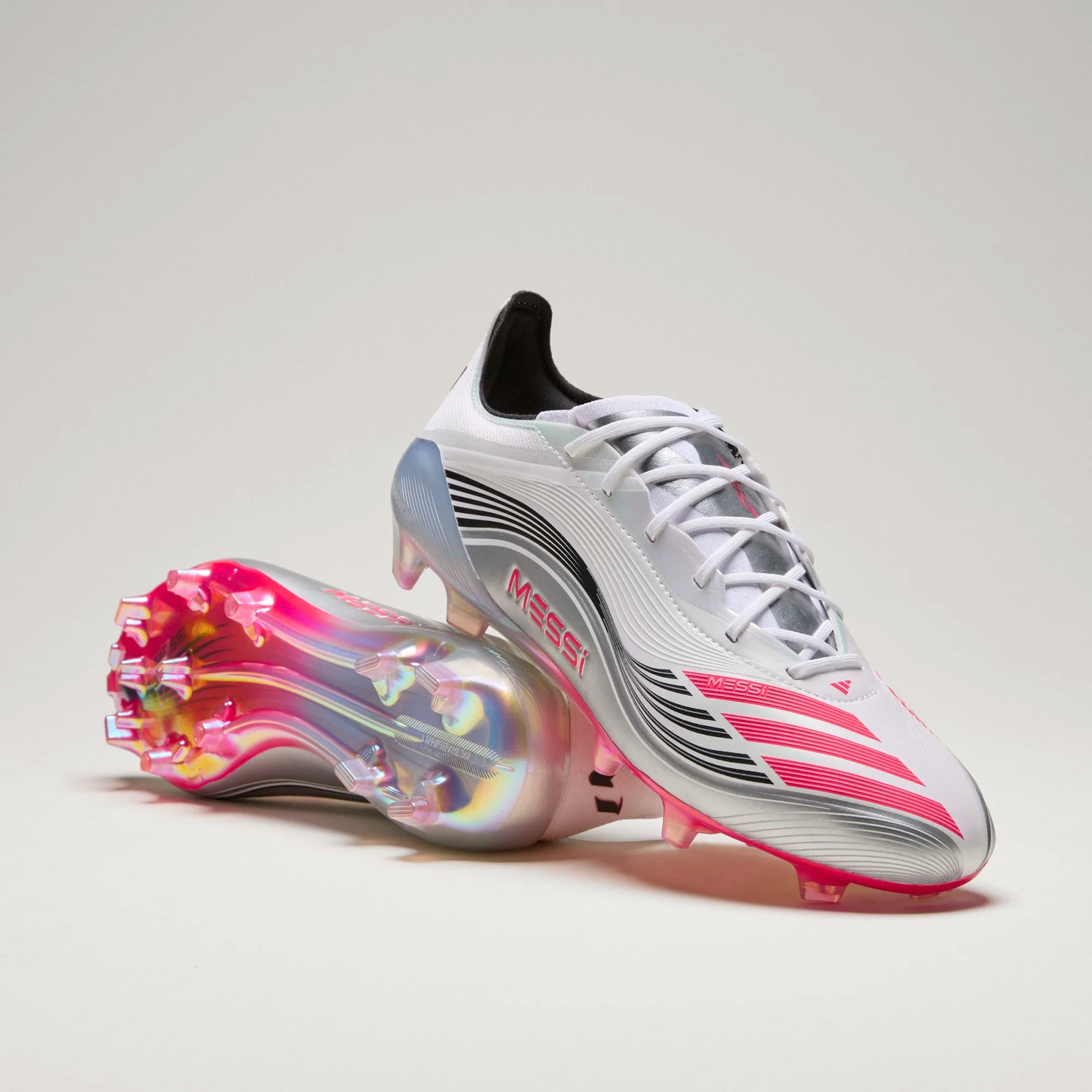 Messi adidas F50 Elite FG Football Boots White Lucid Red Silver Metallic