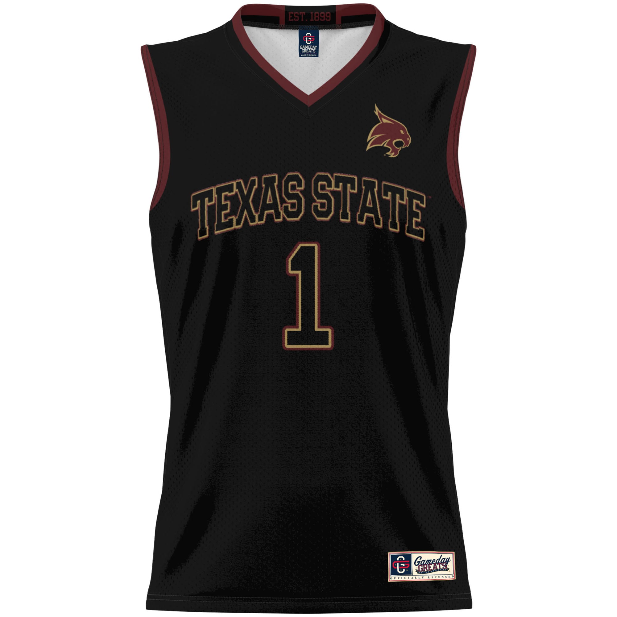 #1 Texas State Bobcats GameDay Greats Unisex Lightweight Basketball Jersey - Black