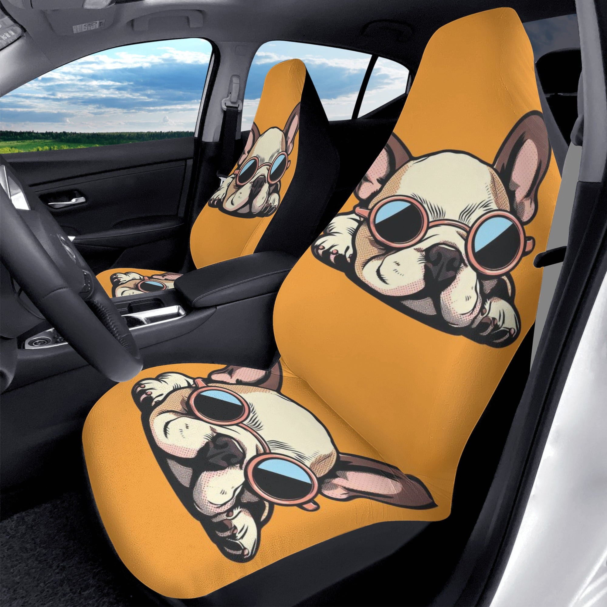 French Bulldog Porky Car Seat Covers (2 Pcs) Frenchie Pet Item
