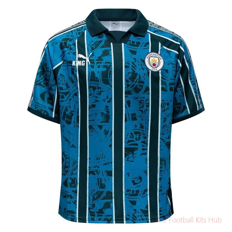 MCFC KING Retro Jersey Tropical Blue-Deep Navy