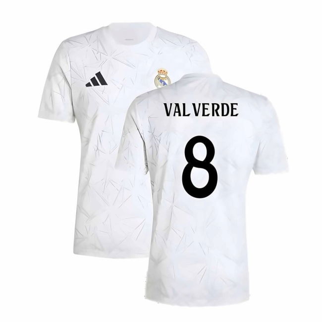 2024-2025 Real Madrid Pre-Match Shirt (White) (Valverde 8)