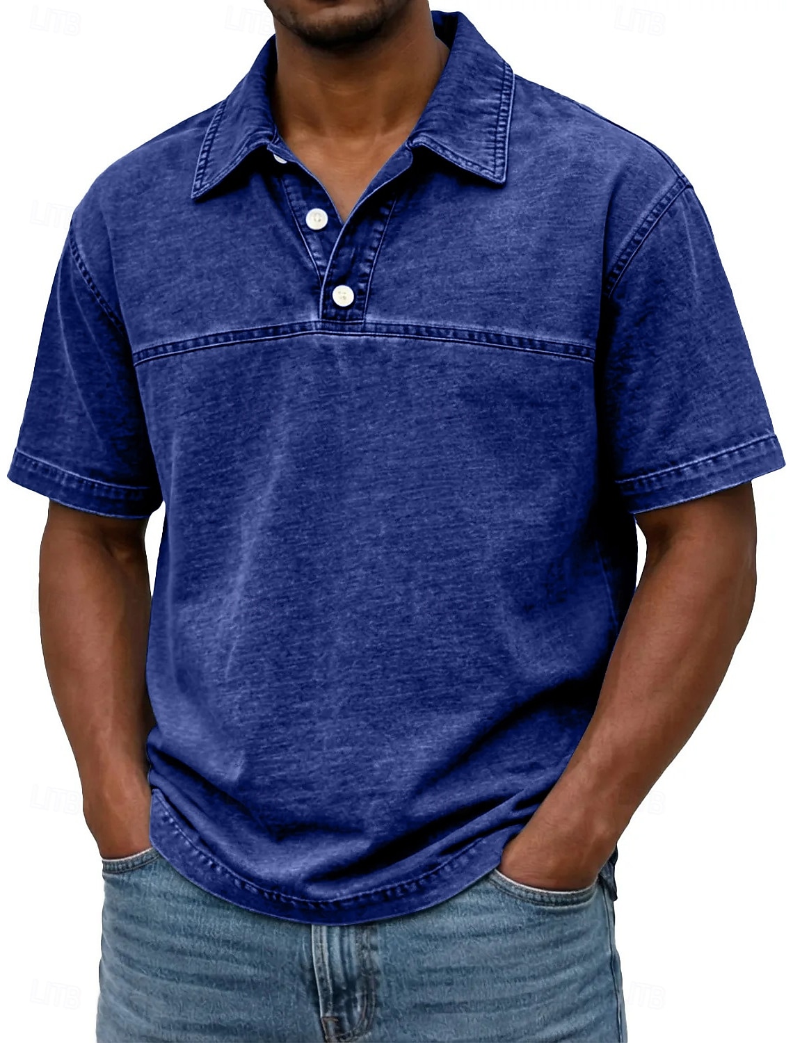 Men's Cotton Polo Shirt Casual Vacation Classic Long Sleeve Fashion