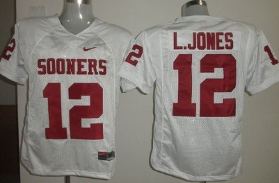 Men's OU Sooners White 2024 performance Landy Jones #12 game day
