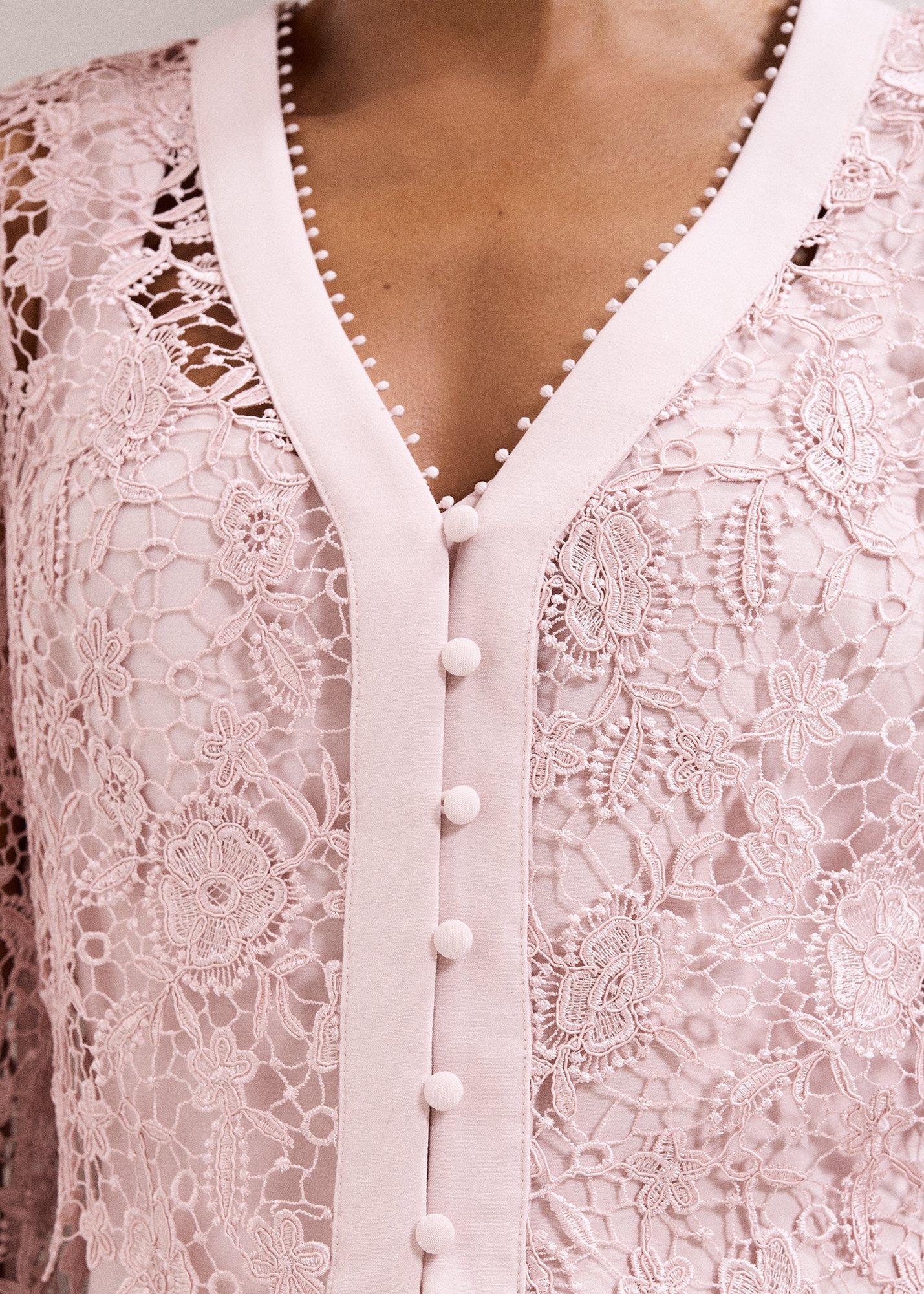 Petite Ayumi Pink Lace Top Midi Dress