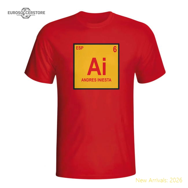 Andres Iniesta Spain Periodic Table T-shirt (red)