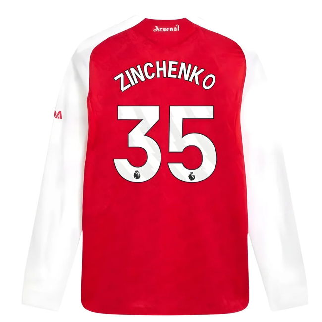 2025-2026 Arsenal Authentic Long Sleeve Home Shirt (Zinchenko 35) -...