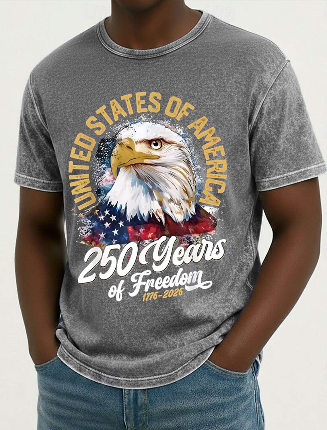 4th of July 2026 250th Memorial Day Patriotic Patriot Graphic American Flag Short Sleeve T-Shirt