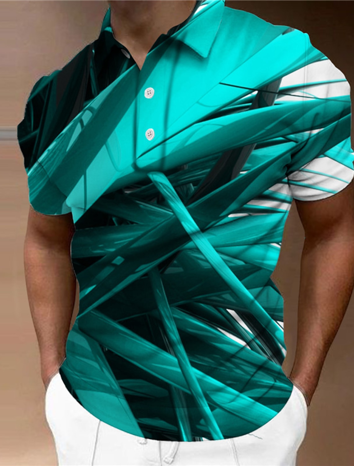 Men's Geometric Polo Shirts Golf Shirt Short Sleeve Polo Shirts Collared Shirts Business Casual Vacation Wear Formal Wear Festival Wear Buttons 3D Print Yellow Red Blue