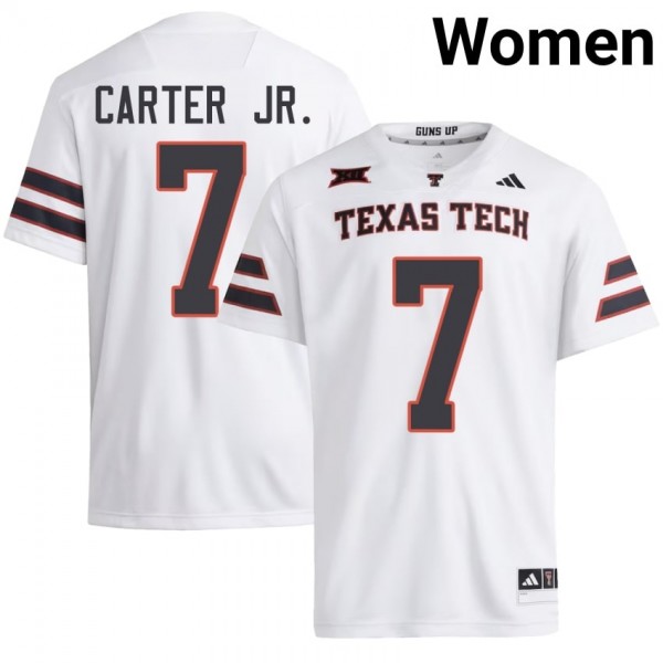 Texas Tech Red Raiders #7 Terrance Carter Jr. Women Stitch Jersey - White