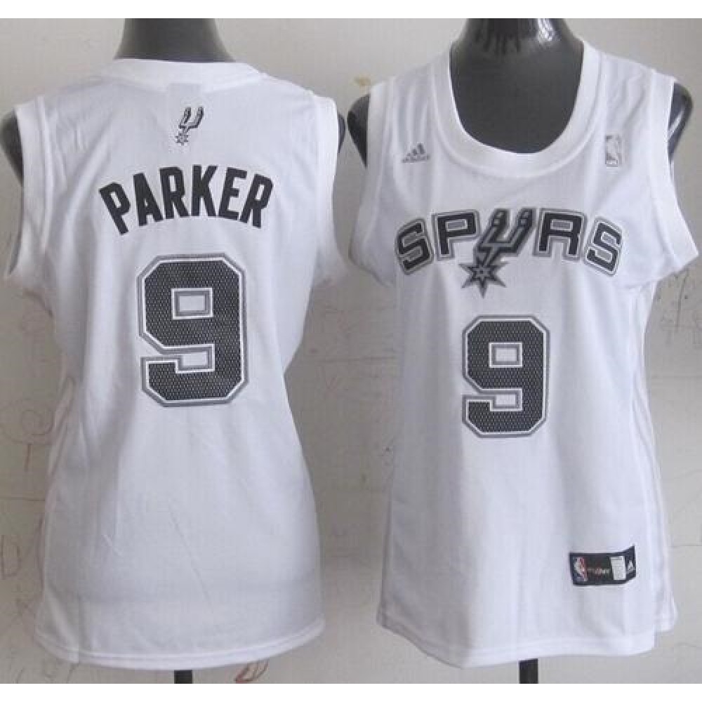 Spurs #9 Tony Parker White Women's Fashion Stitched NBA Jersey