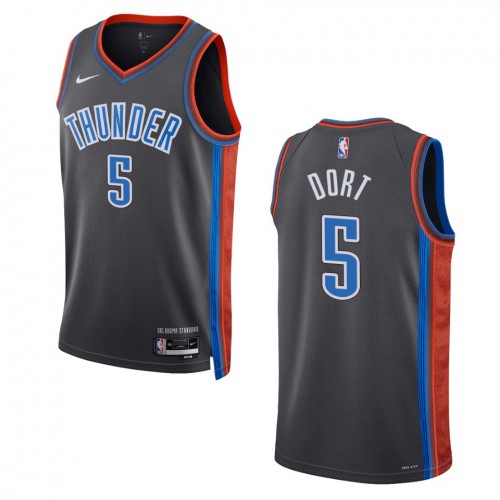 Gray Nike City Thunder #5 Jersey - Mesh Fabric Basketball Jersey