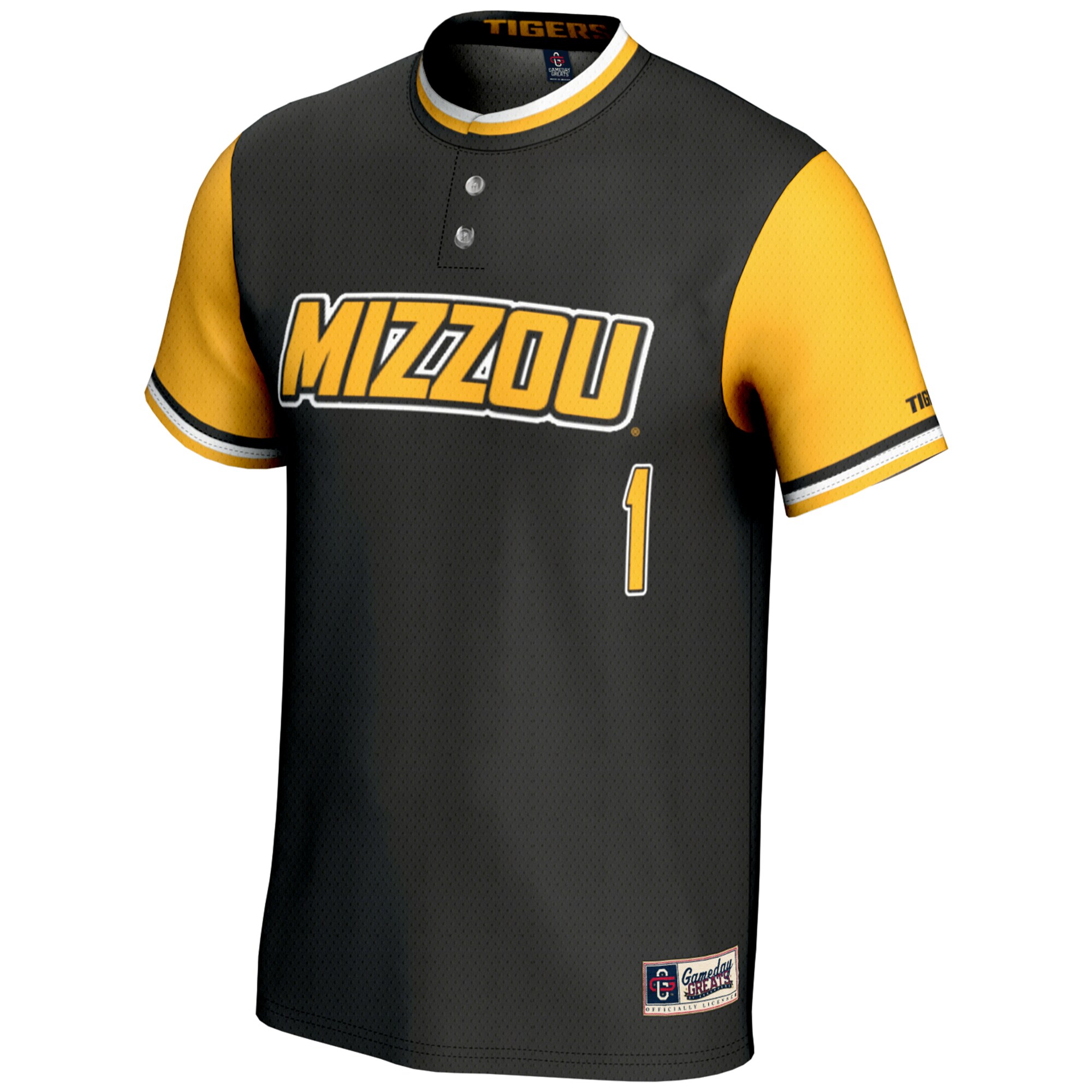 [NJP] Missouri Tigers GameDay Greats Unisex Lightweight Softball Jersey - Black
