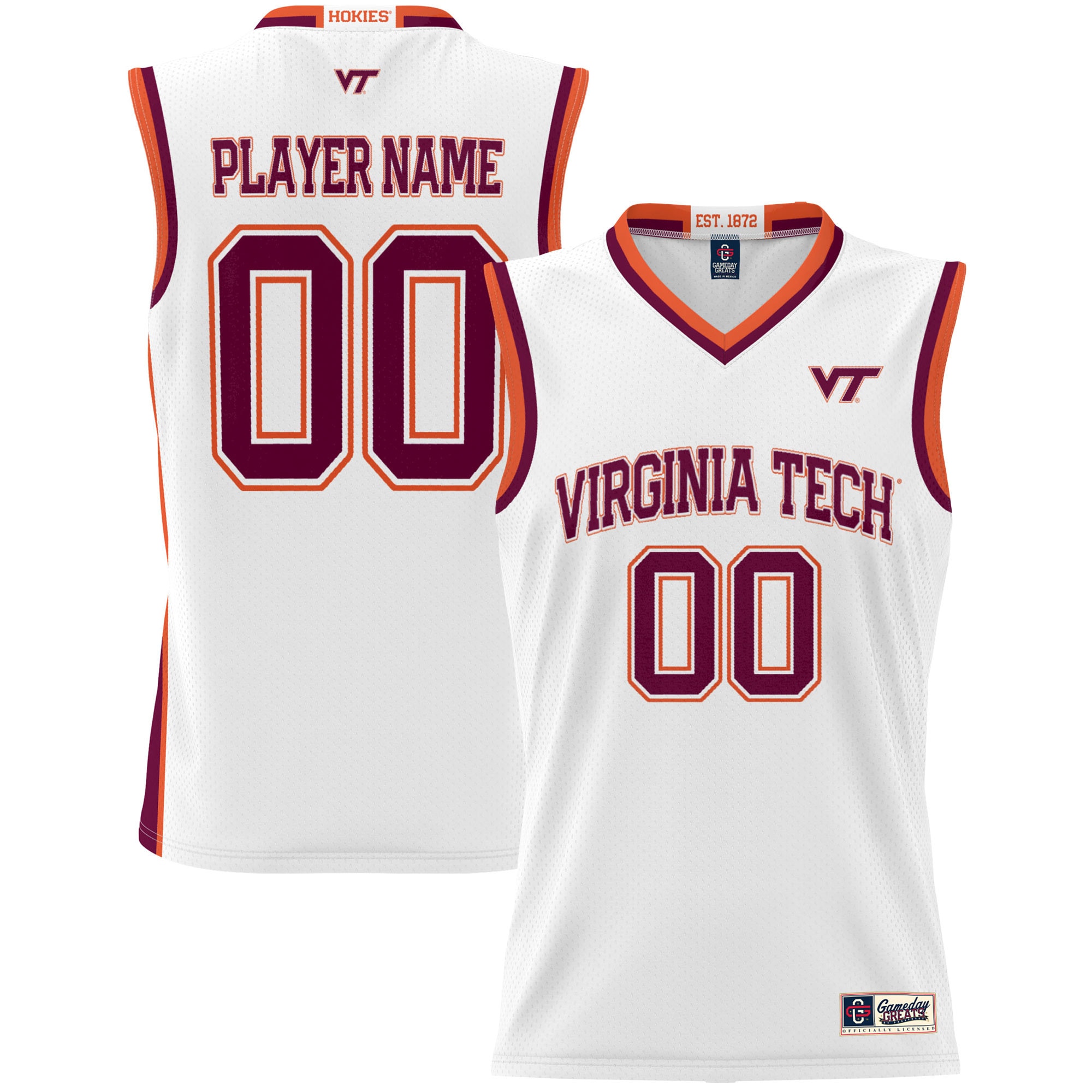 [NJP] Virginia Tech Hokies GameDay Greats Unisex Lightweight NIL Pick-A-Player Women's Basketball Jersey - White