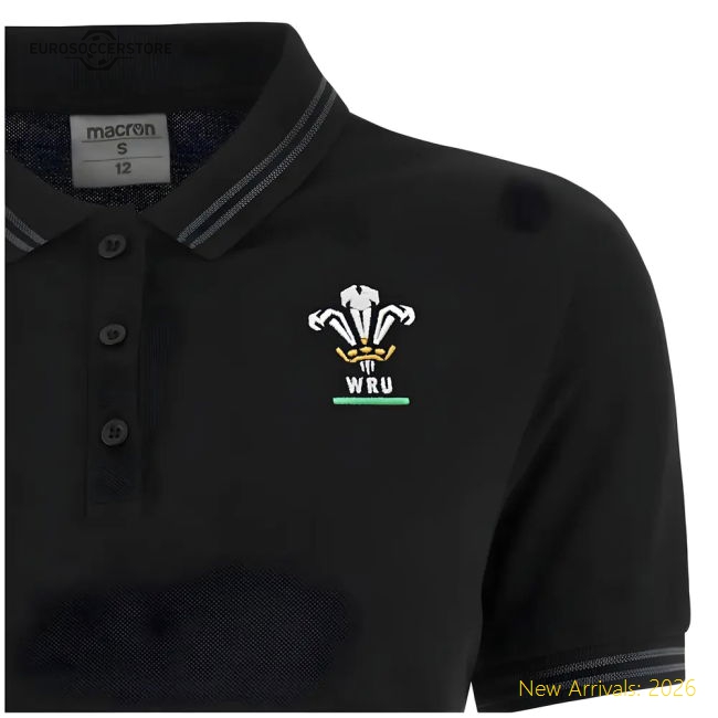 2024-2025 Wales Rugby Travel Polo Shirt (Black) - Womens