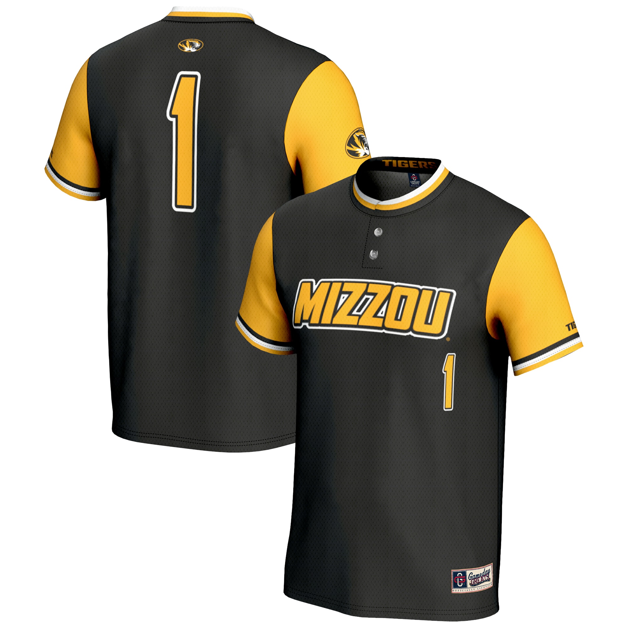 [NJP] Missouri Tigers GameDay Greats Unisex Lightweight Softball Jersey - Black