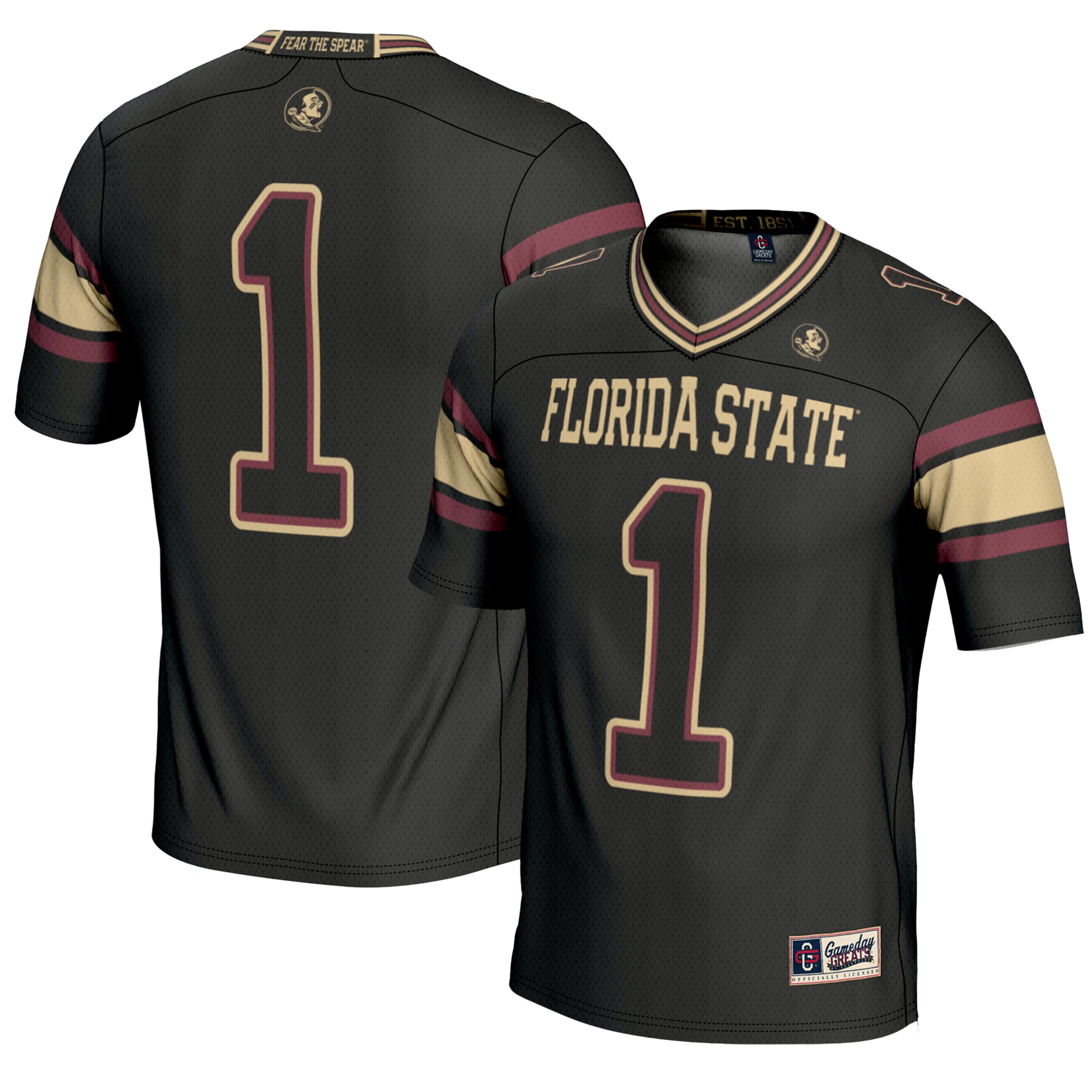 Men's #1 Black Florida State Seminoles Endzone Football Jersey