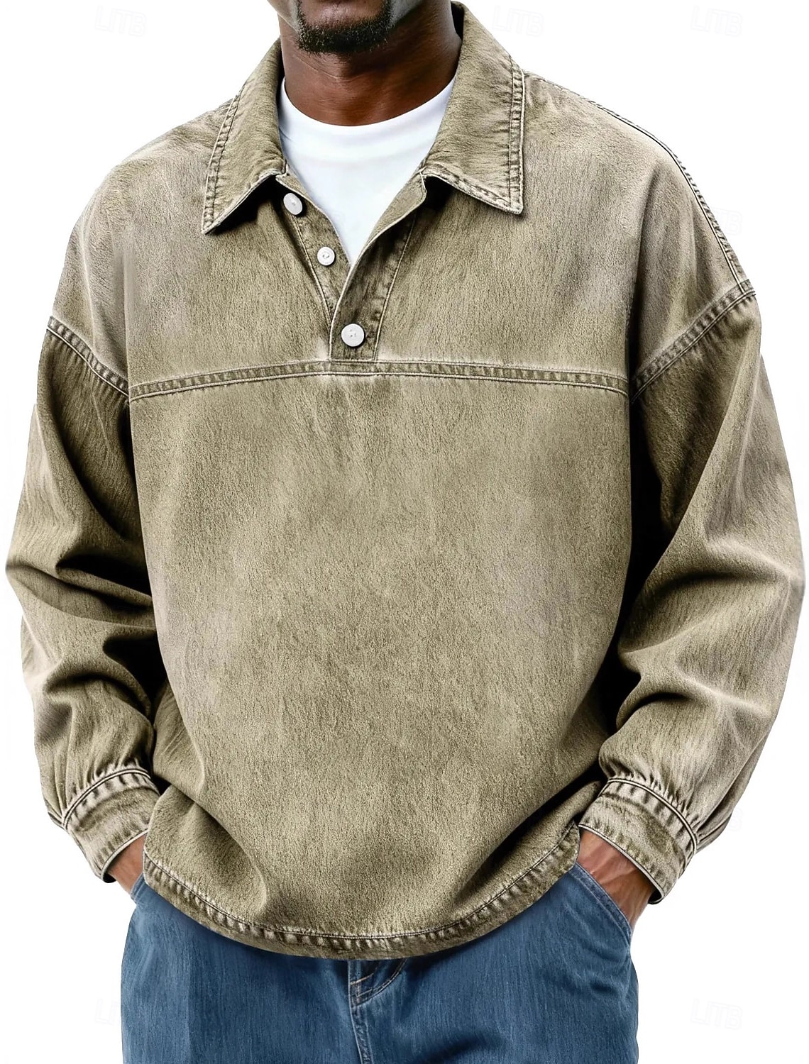 Men's Cotton Polo Shirt Casual Vacation Classic Long Sleeve Fashion