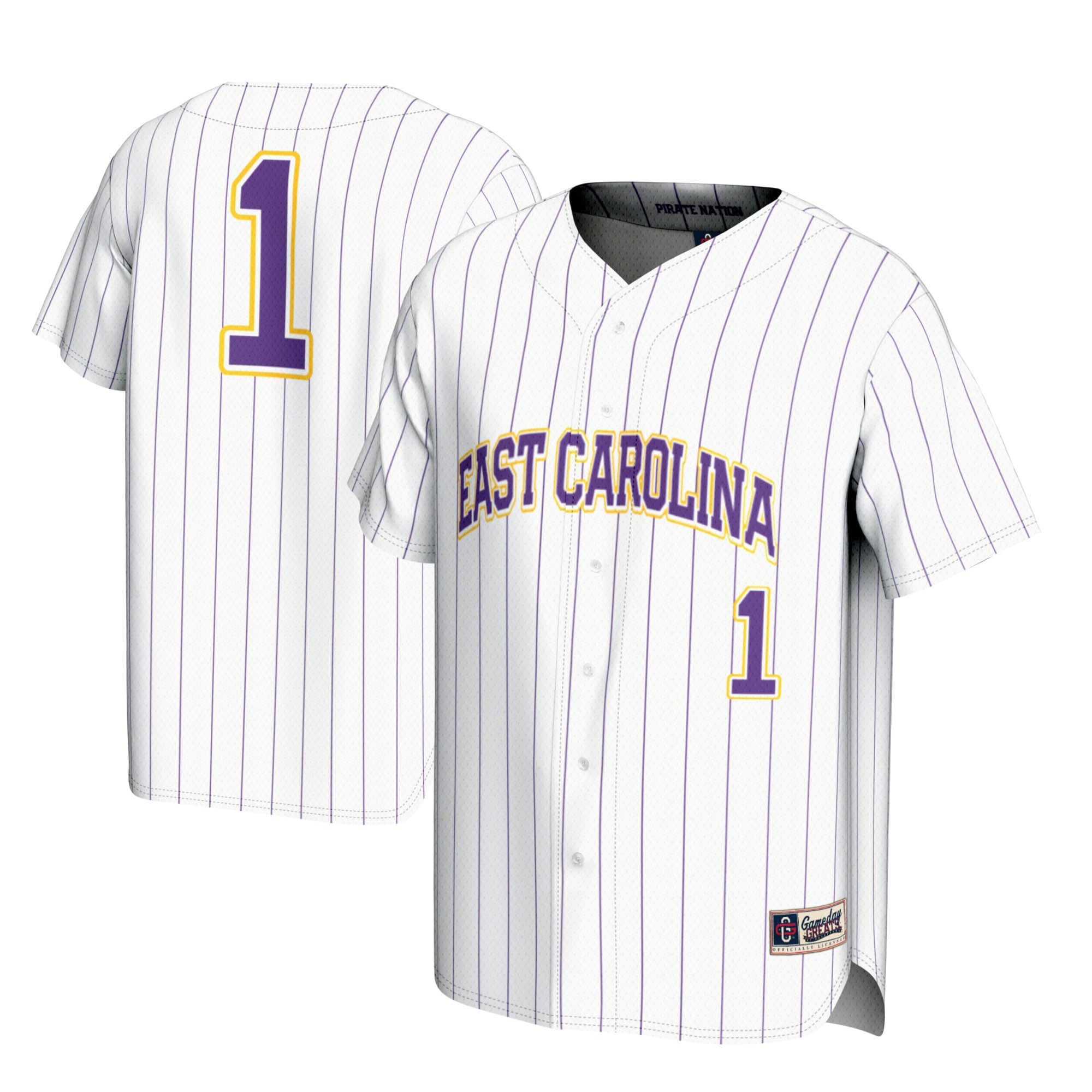 [NJP] ECU Pirates GameDay Greats Youth Lightweight Baseball Jersey - White