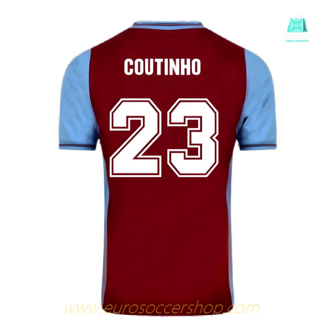 Score Draw Aston Villa 1982 Champions Of Europe Retro Football Shirt (Coutinho 23)
