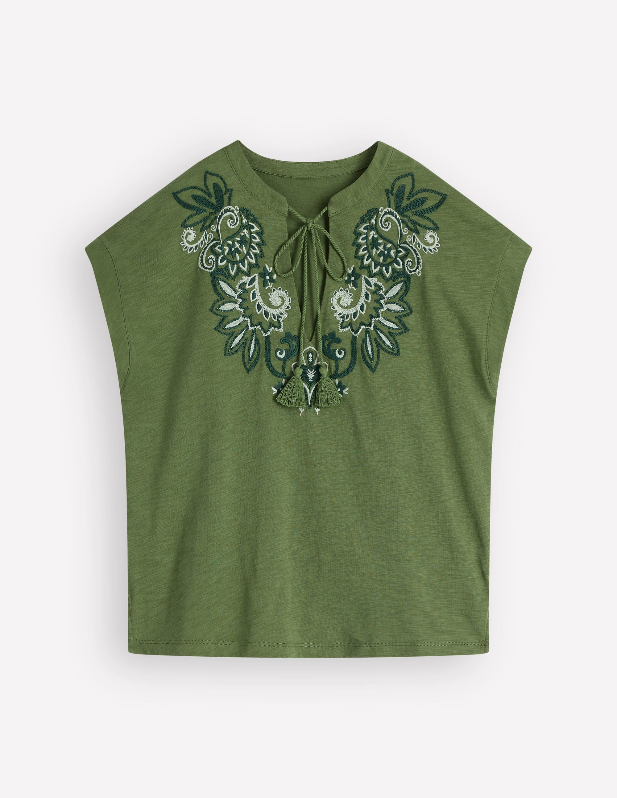Nina Embroidered Notch T-shirt
