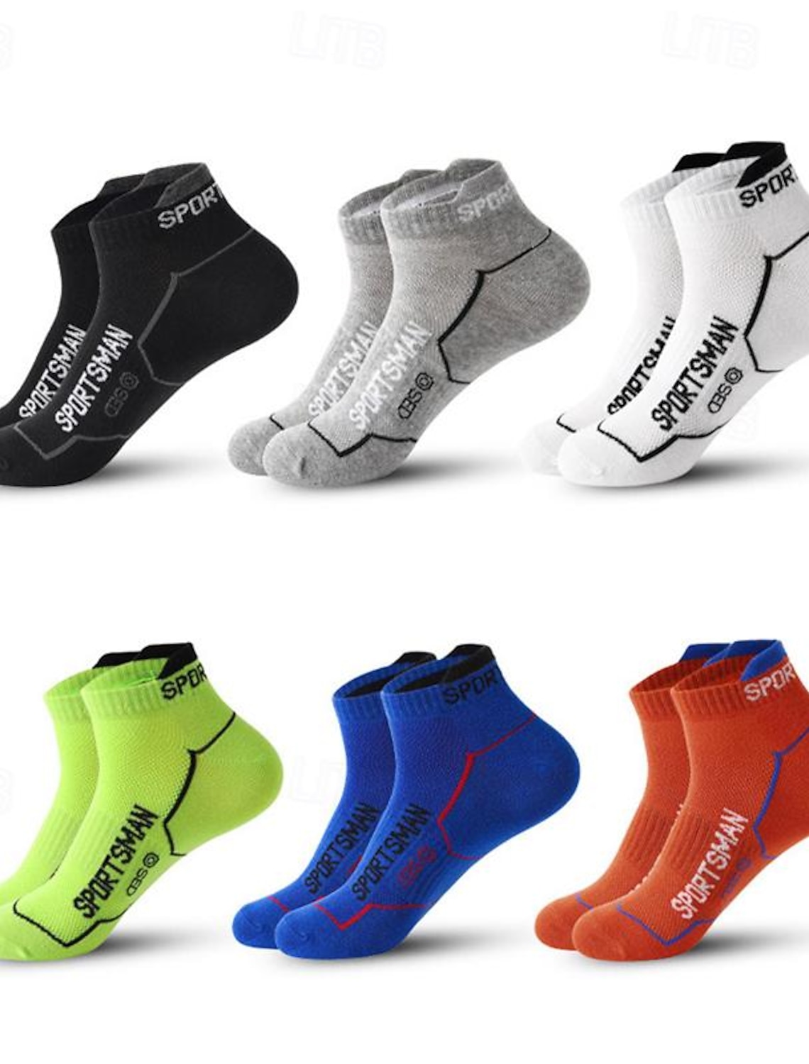 Men's 6 Pack Multi Packs Socks Ankle Low Cut Running Casual Black