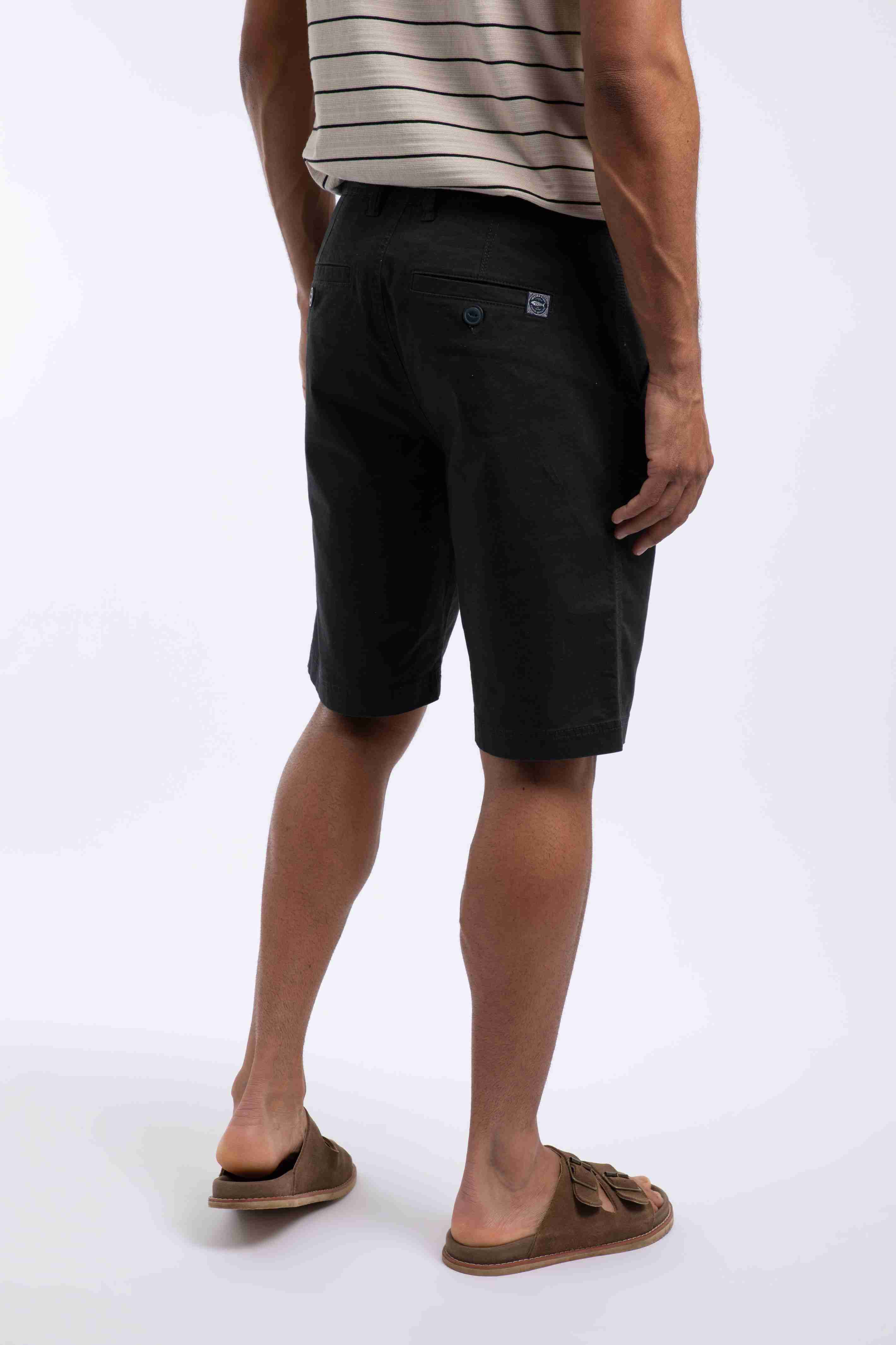 Rayburn Cotton Flat Front Shorts Washed Black