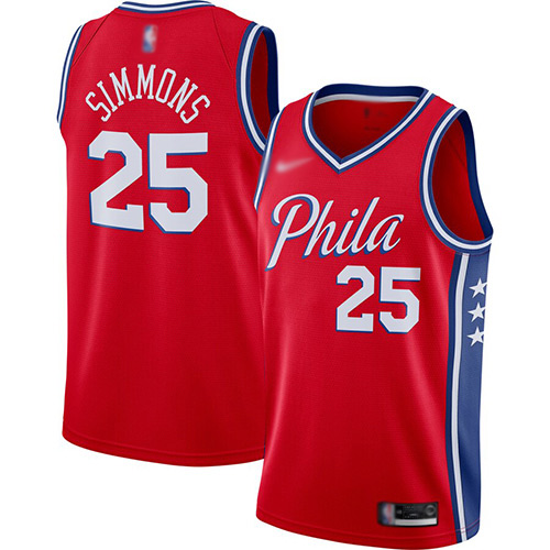 Red PHI Philadelphia 76ers #25 Nike Game-Used Style Jersey Quality