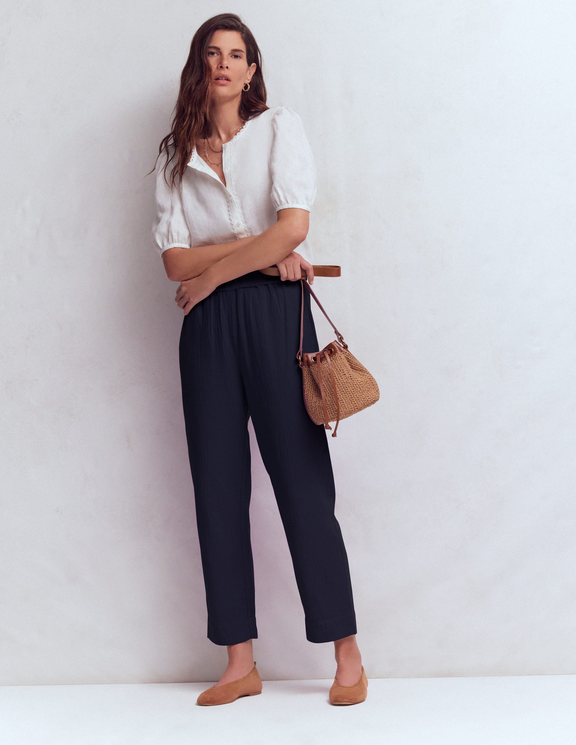 Double Cloth Crop Trousers
