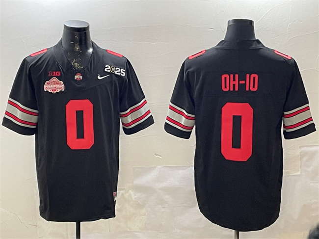 Men's Ohio St Buckeyes Black 2025 official None #0 home jersey Jersey