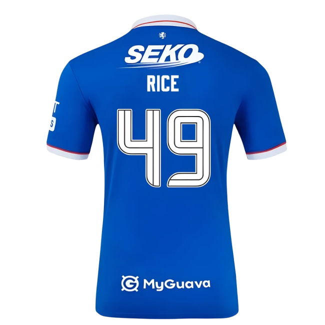 Top Grade 2025-2026 Rangers Home Authentic Rice 49 With Special