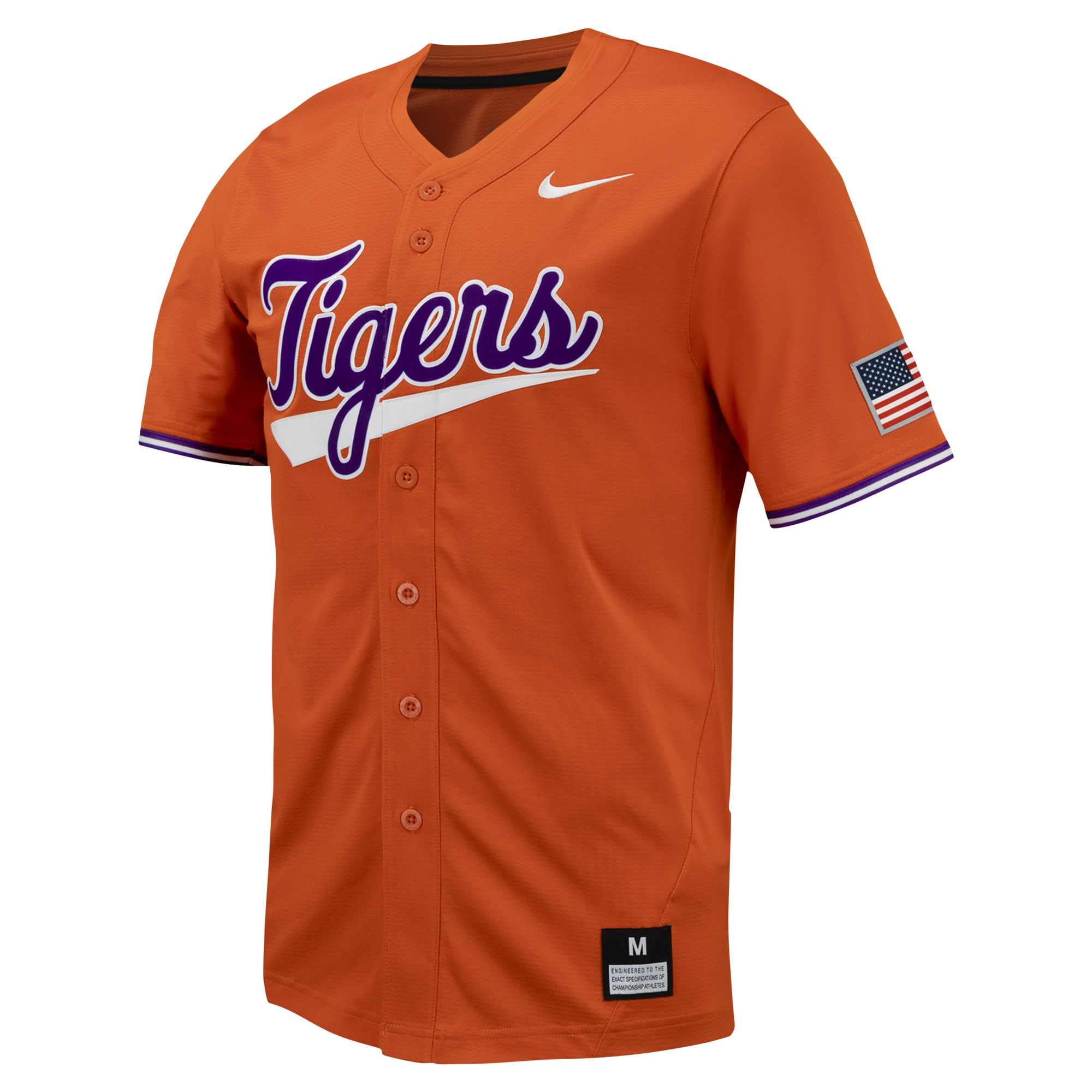 [DDG] Clemson Tigers Replica Full-Button Baseball Jersey - Orange