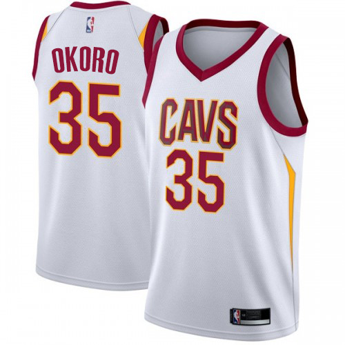 Elite Cavs #35 Isaac Okoro 2024 Icon NBA Swingman Jersey White -