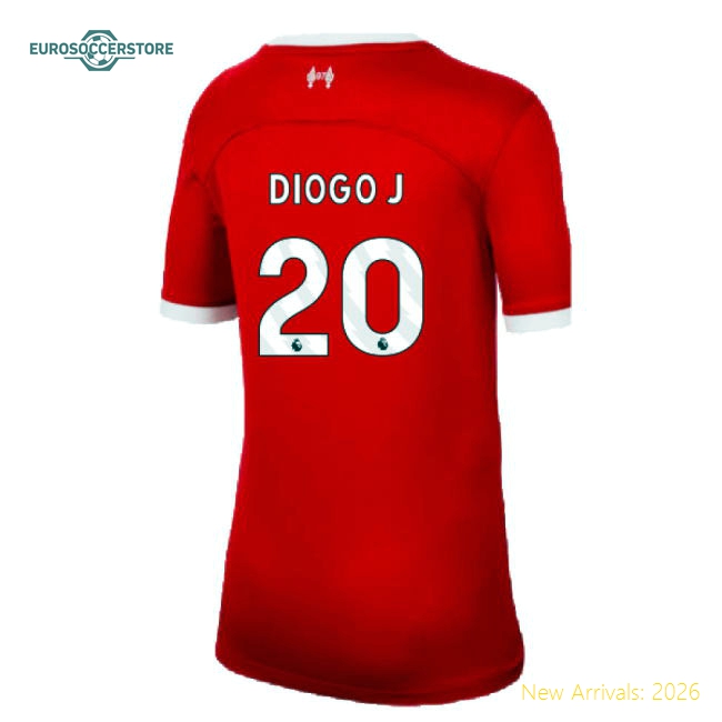 2023-2024 Liverpool Kids Soft Diogo J Jersey Performance Fabric
