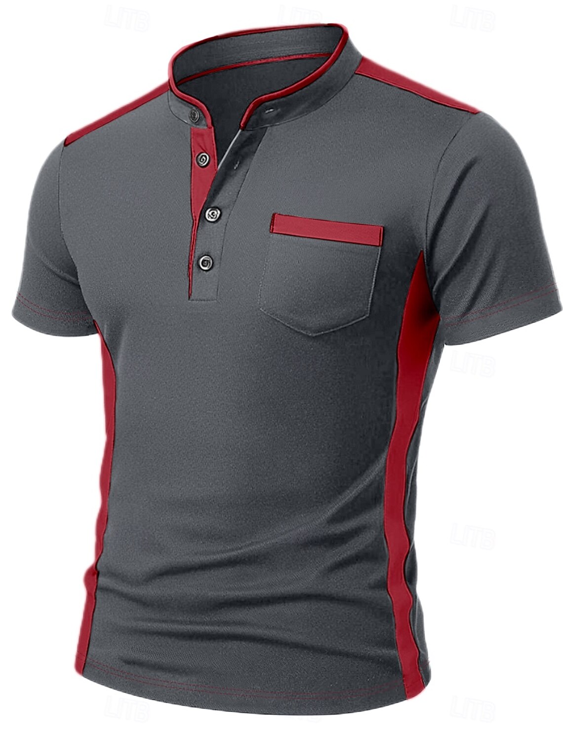 Men's Henley Shirt Tee Top Long Sleeve Solid Color Plain Fashion