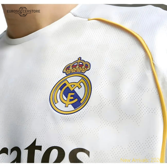 High-Quality 2025-2026 Real Madrid Authentic Long Sleeve Home Shirt