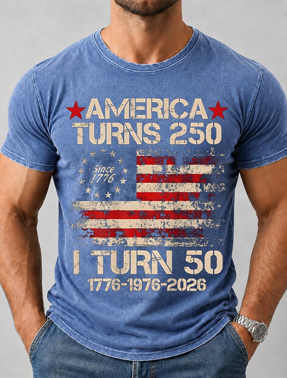 4th of July 2026 250th Men's Flag Cotton Acid Wash Shirt Heavyweight T-shirt Short Sleeve T shirt DTG Crew Neck Shirt Patriotic Street Holiday Blue Black Brown Spring & Summer Clothing Apparel S M