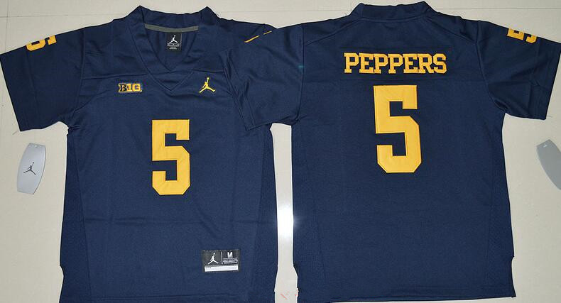 Men's UM Wolverines Blue 2024 embroidered Jabrill Peppers #5