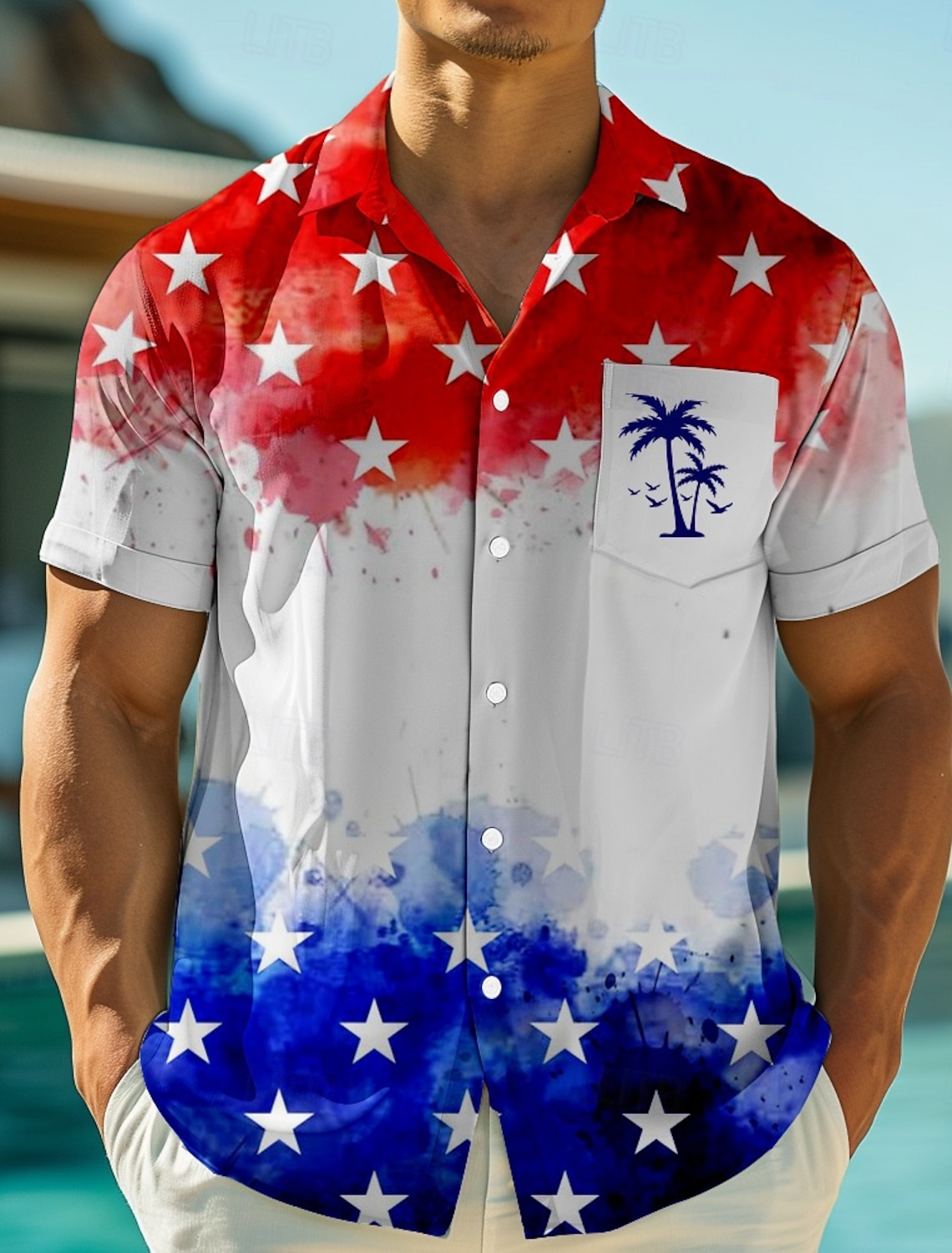 Independence Day Men's 4th of July U.S. 250th Anniversary US Flag Patriotic Shirt Summer Shirt Button Up Shirt Short Sleeve Fashion Casual Outdoor Vacation Dailywear Summer Turndown 3D Print Linen