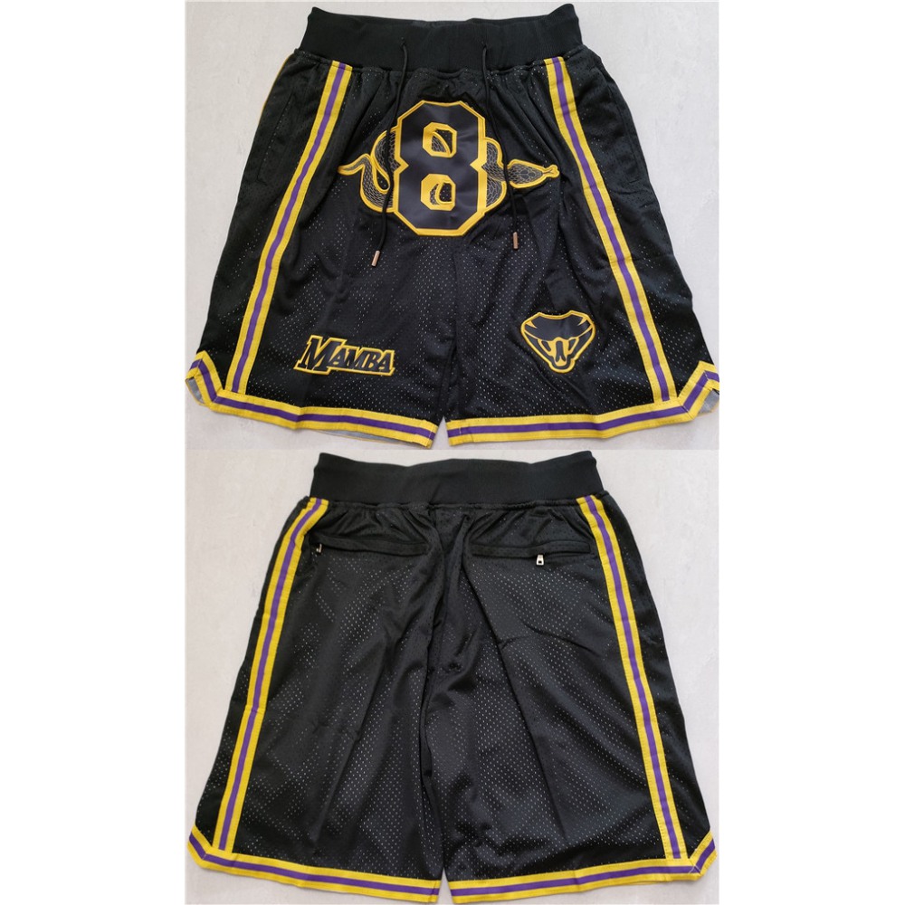 Men's Los Angeles Lakers #8 Kobe Bryant Black Shorts (Run Small)