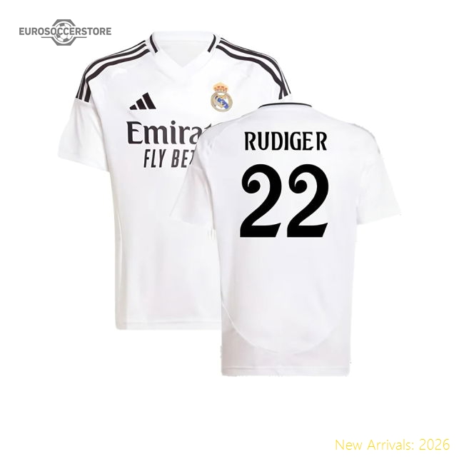 Durable Football Team Kids Rudiger Jersey 2024-2025 Breathable