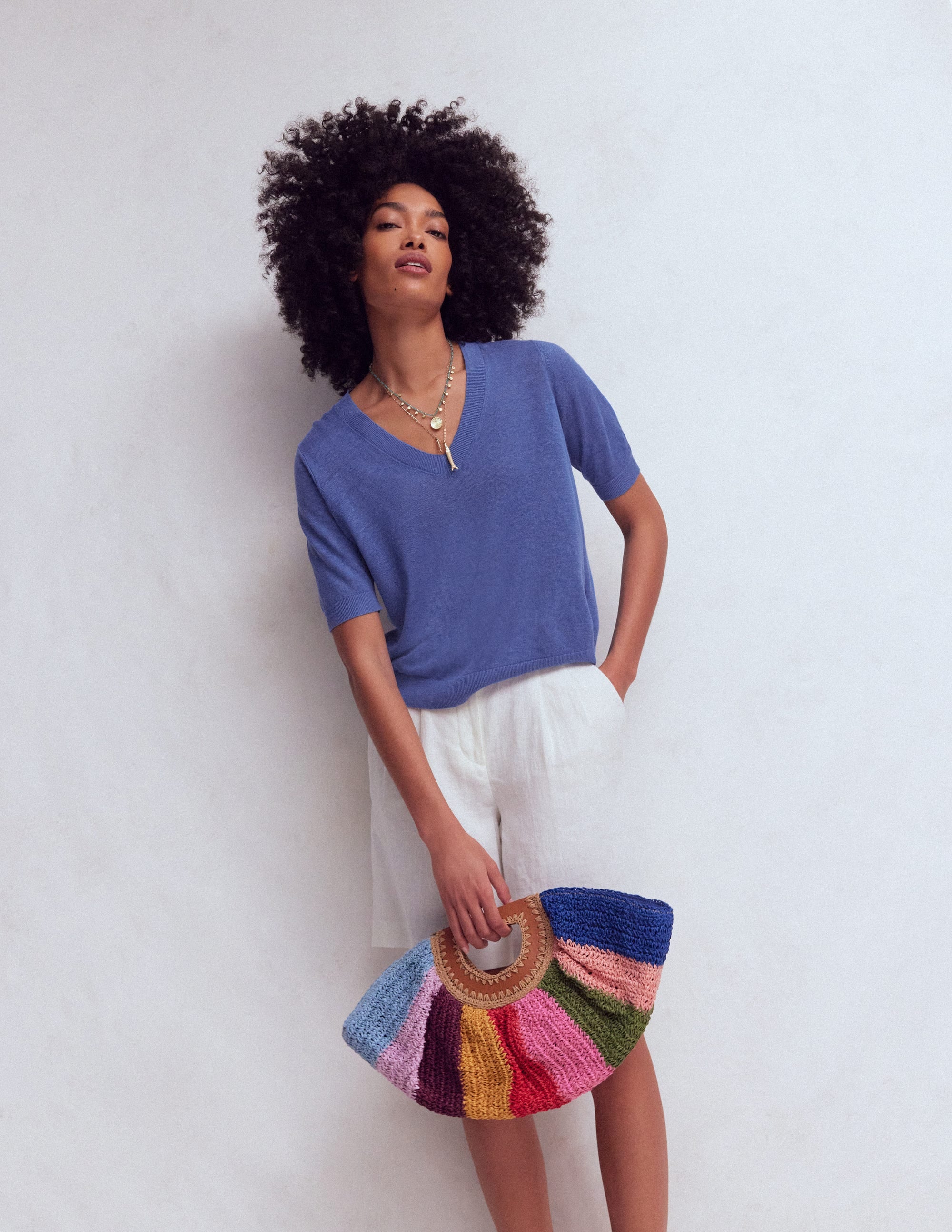 Agnes Linen V Neck T-Shirt