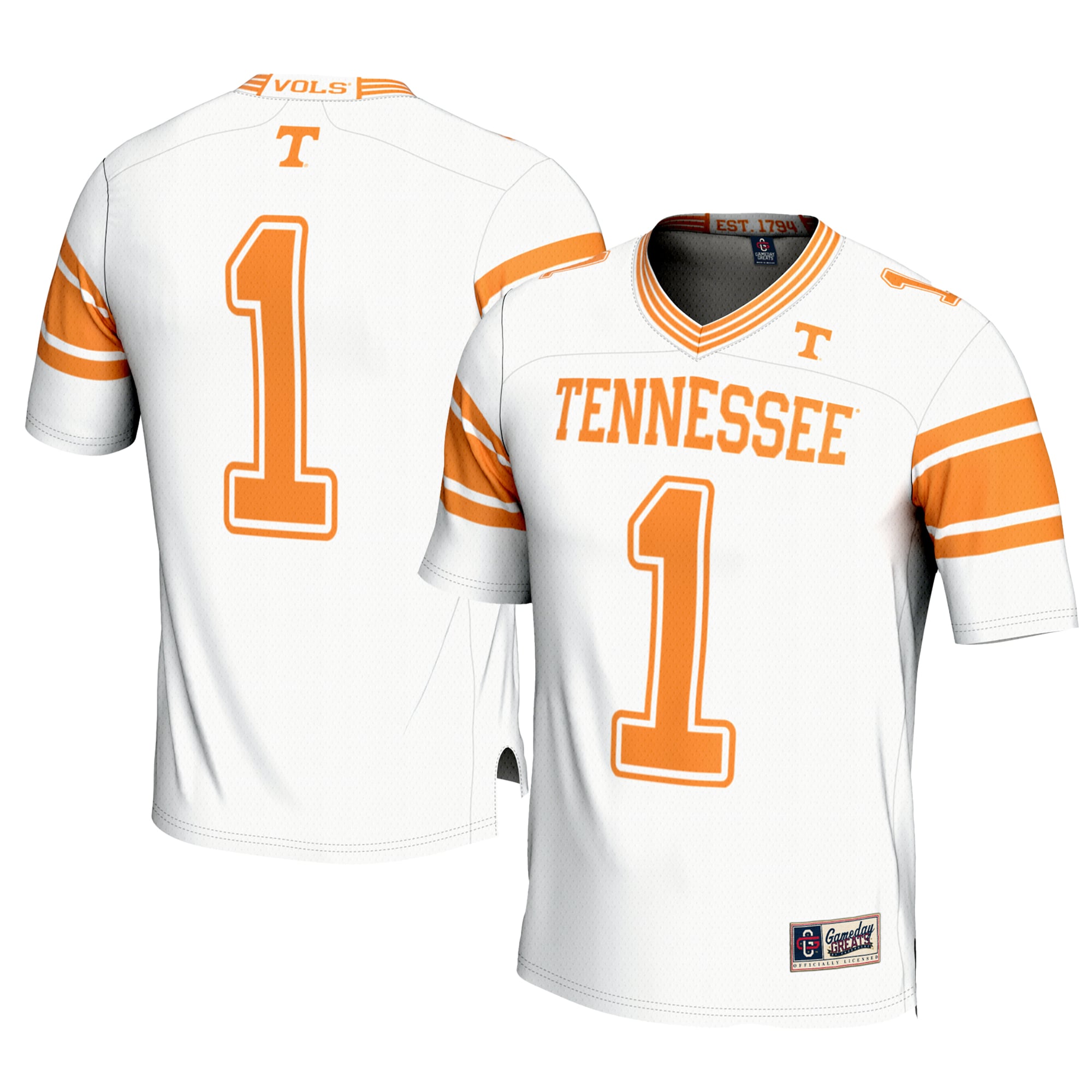 Youth #1 White Tennessee Volunteers Football Jersey
