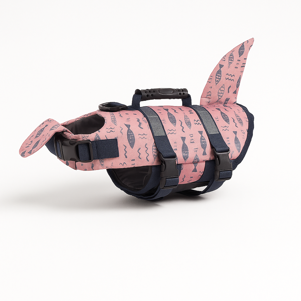 Frenchie Shark Life Vest – Adjustable Swim Jacket with Handle