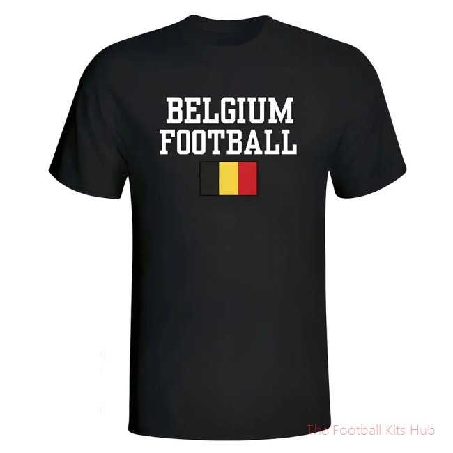Men Belgium Football T-Shirt - Black UEFA Euro