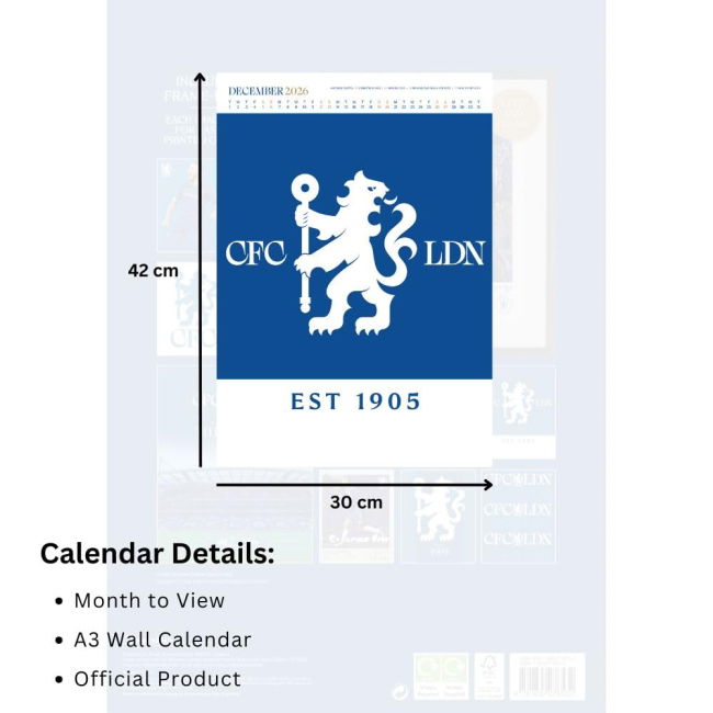 Calendar 2026 Authentic 2025-2026 Chelsea English Football Home Shirt